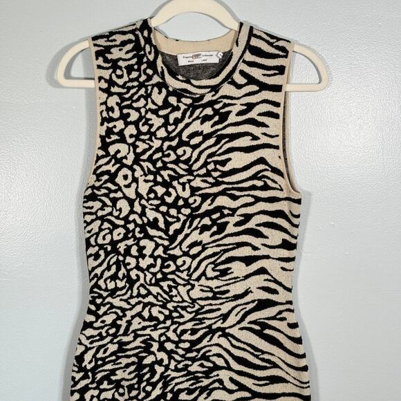 Proenza Schouler White Label Sleeveless Knit Zebra Leopard Midi Dress Womens M - Picture 3 of 10